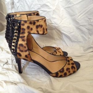 Cheetah print ankle strap heel